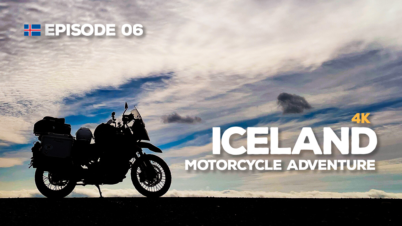 A photo of a motorcycle silhouette against a cloudy sky. 